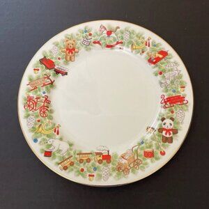 Vtg Toy Shop by David Shibata Japan Christmas Plate Dessert Santa Cookies